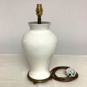 Vintage White Ceramic Lamp on Brass Base