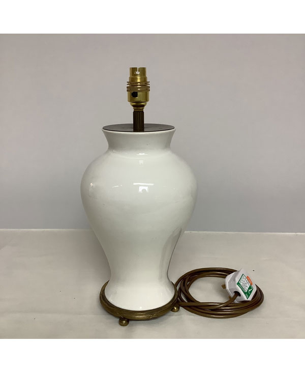 Vintage White Ceramic Lamp on Brass Base